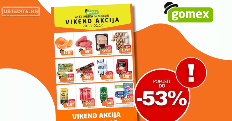 Gomex VIKEND AKCIJA 28.11-1.12.2024.