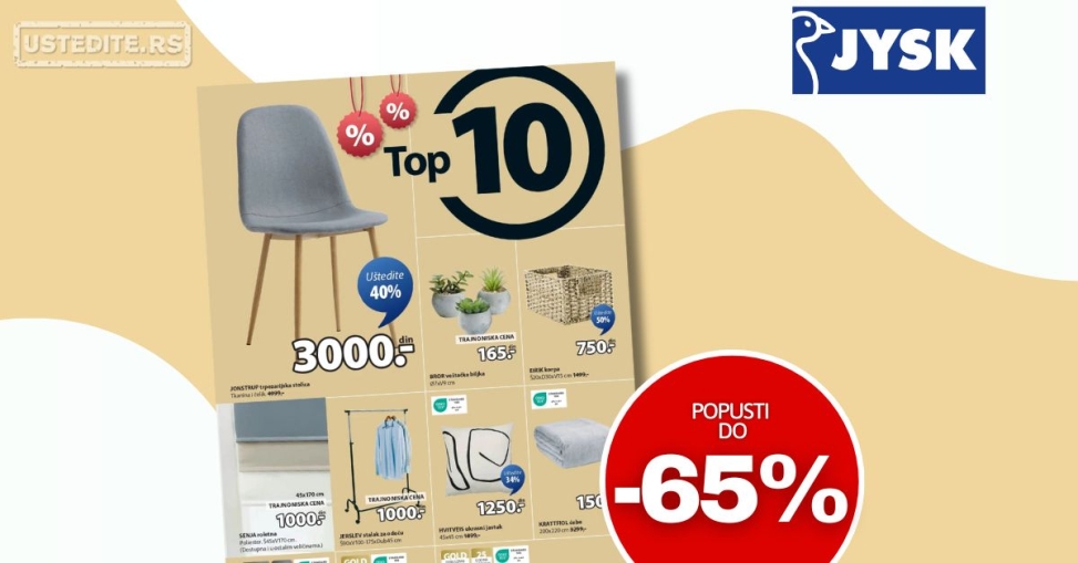 Jysk TOP 10 - akcija do 1.7.2025.