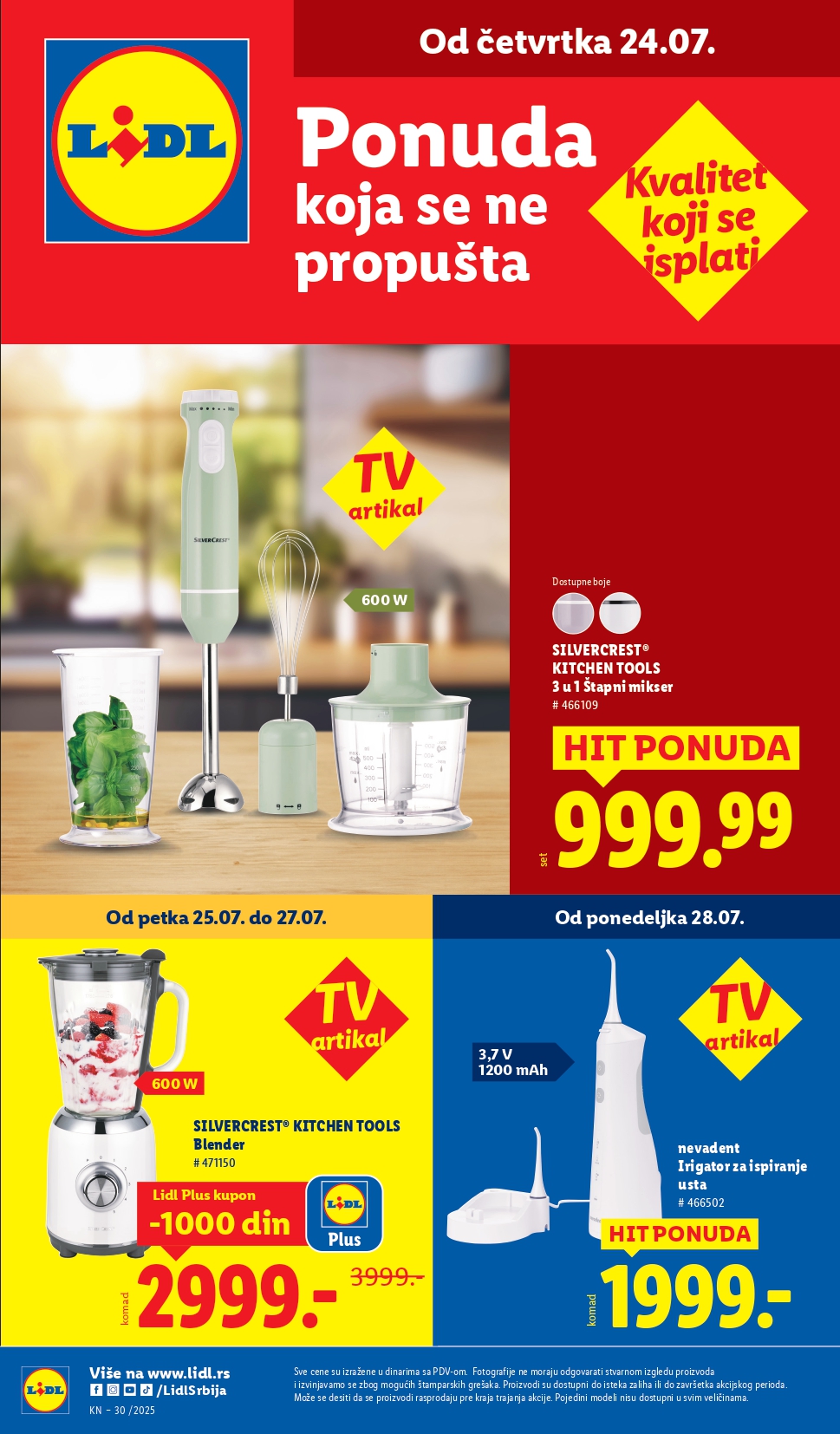 Lidl katalog NEPREHRANA 24-30.7.2025.