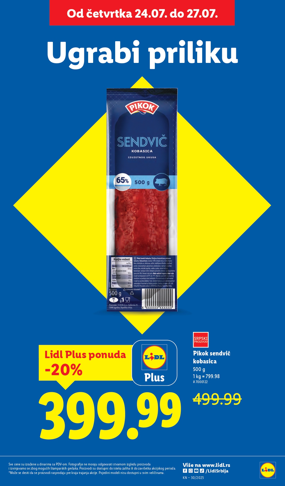 Lidl katalog PREHRANA 24-30.7.2025.