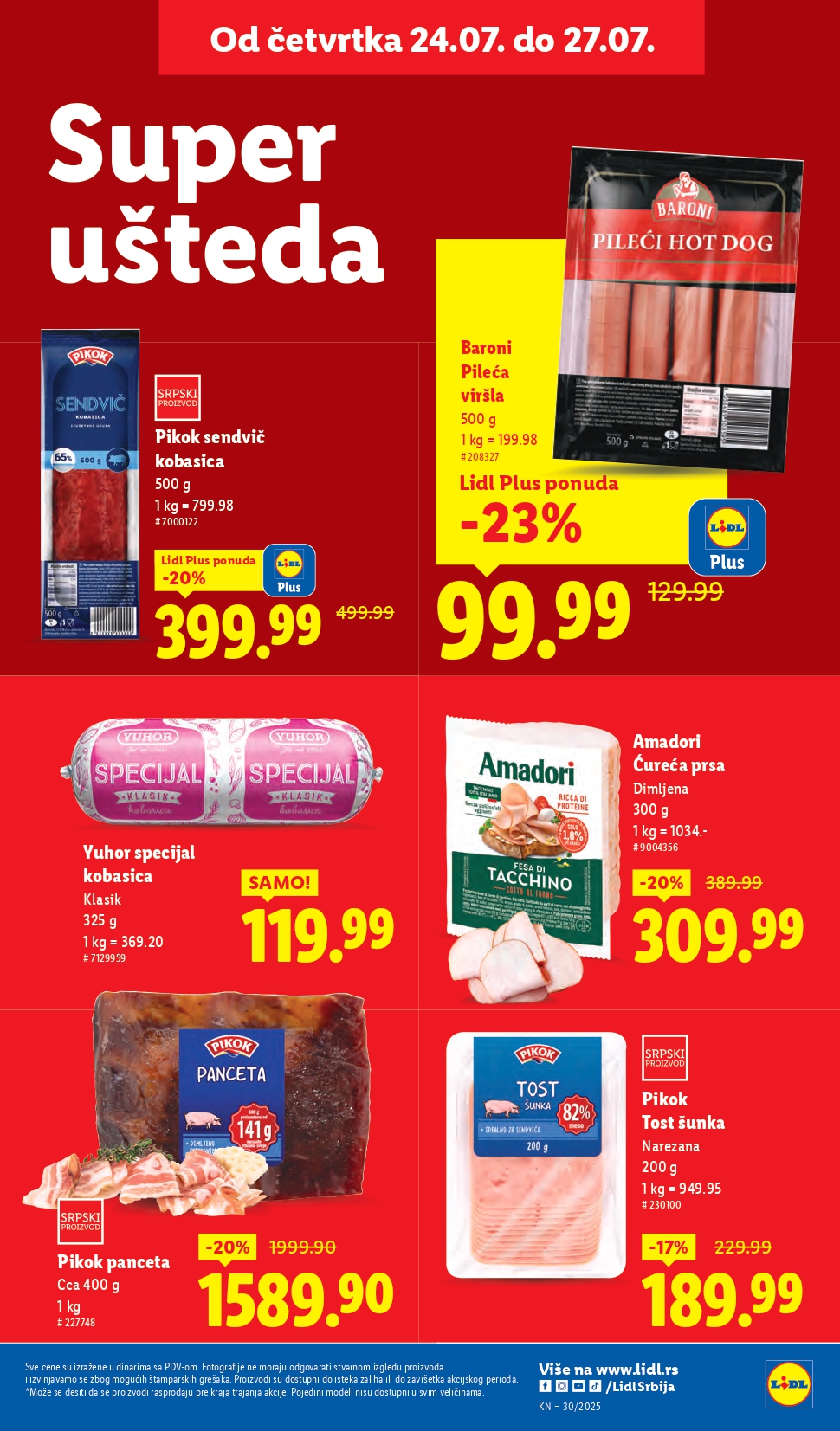 Lidl katalog PREHRANA 24-30.7.2025.