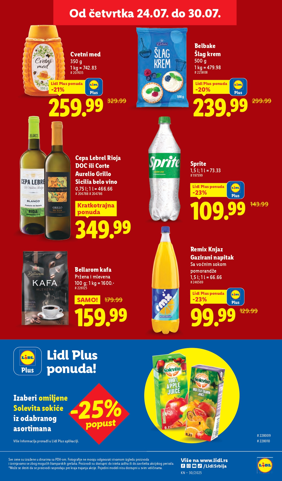 Lidl katalog PREHRANA 24-30.7.2025.