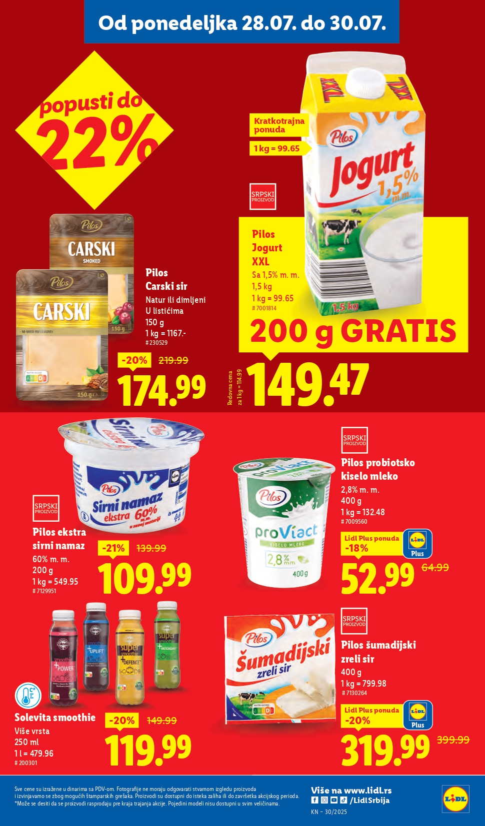 Lidl katalog PREHRANA 24-30.7.2025.