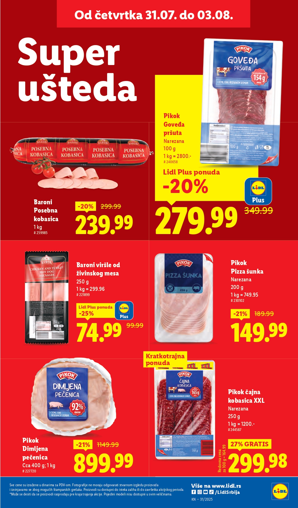 Lidl katalog PREHRANA 31.7-6.8.2025.