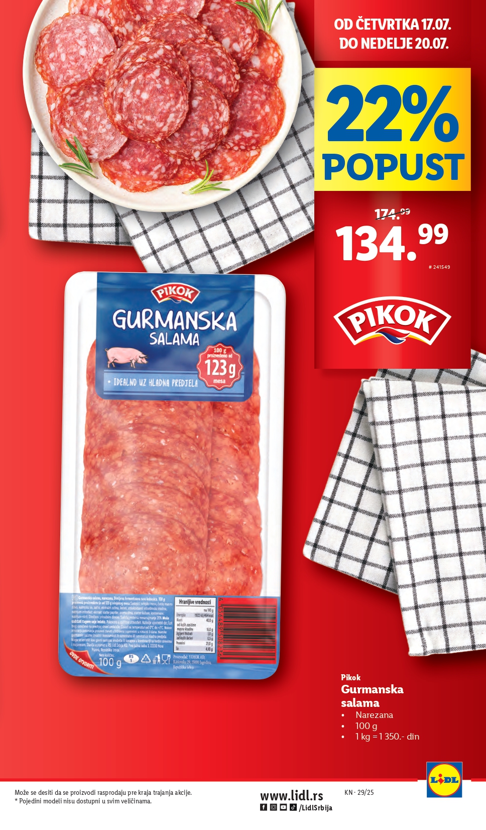Lidl katalog PREHRANA 17-23.7.2025.