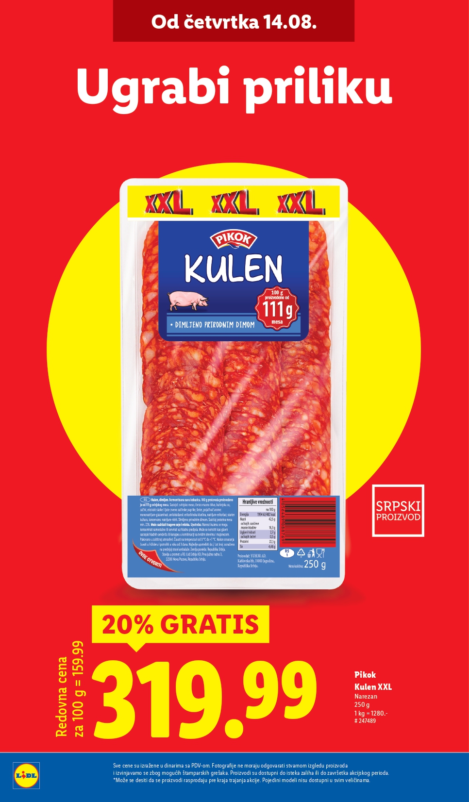 Lidl katalog PREHRANA 14-20.8.2025.