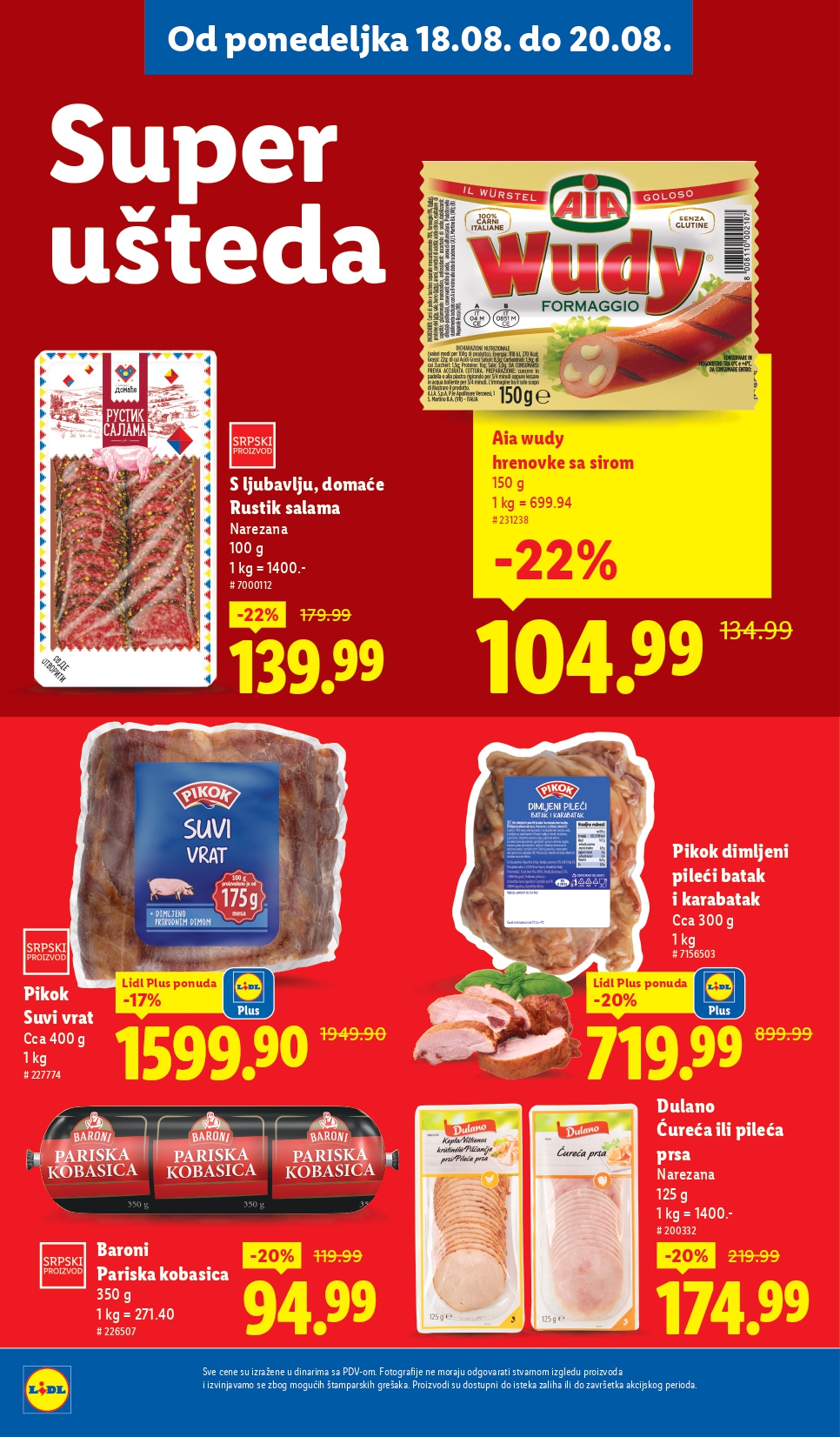 Lidl katalog PREHRANA 14-20.8.2025.