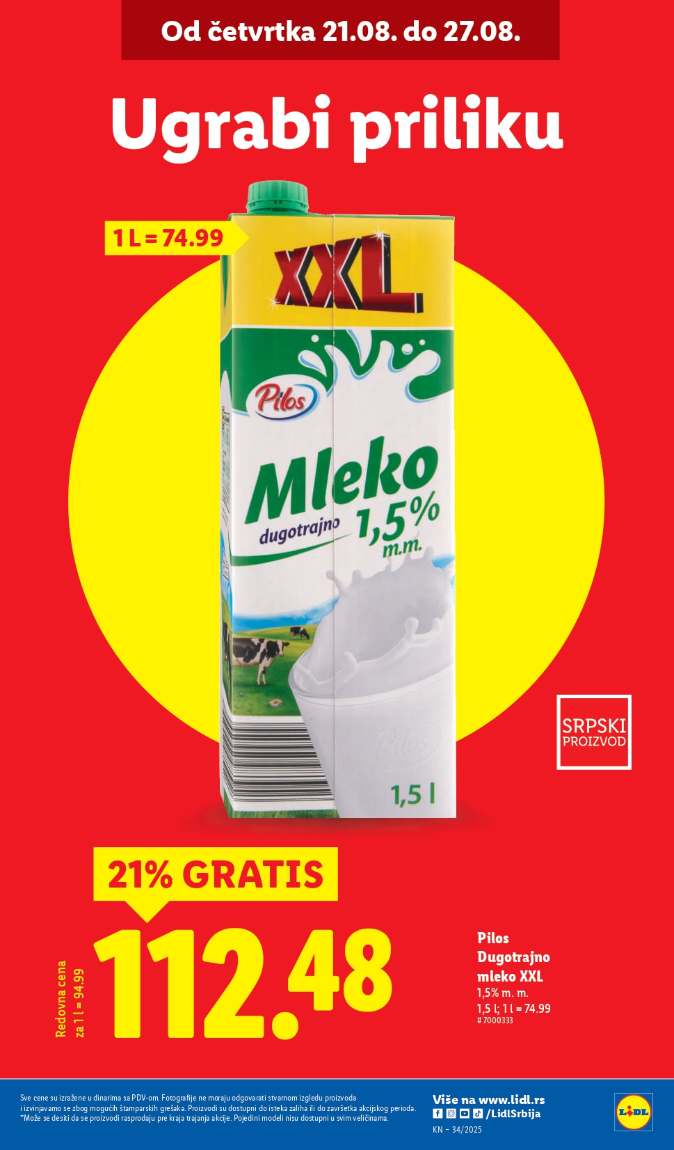 Lidl katalog PREHRANA 21-27.8.2025.