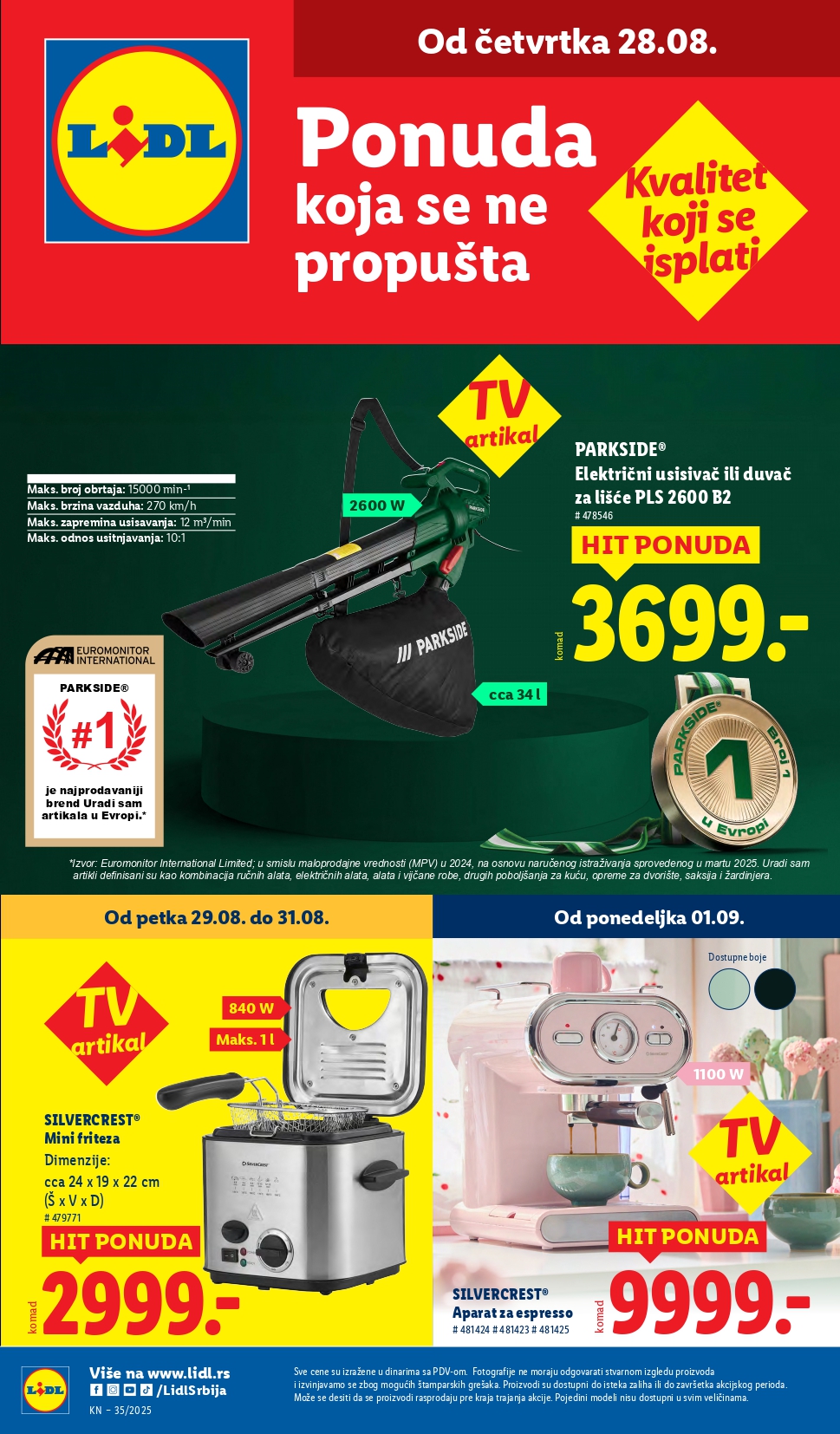 Lidl katalog NEPREHRANA 28.8-3.9.2025.