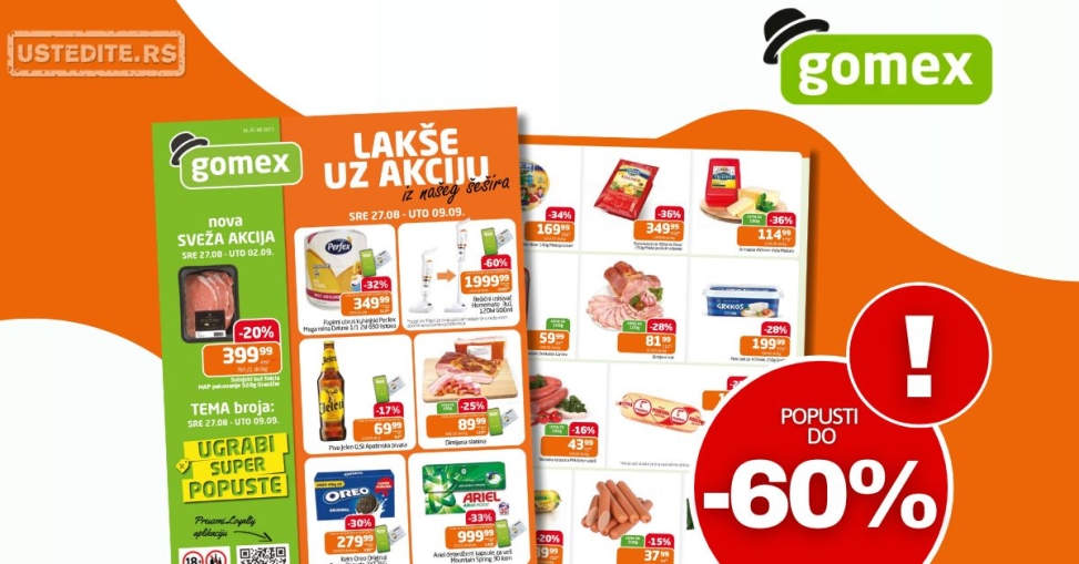 Gomex katalog AKCIJE IZ ŠEŠIRA 27.8-9.9.2025.