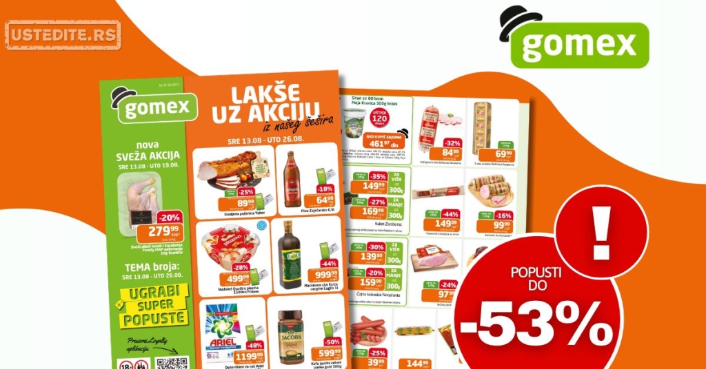 Gomex katalog AKCIJE IZ ŠEŠIRA 13-26.8.2025.