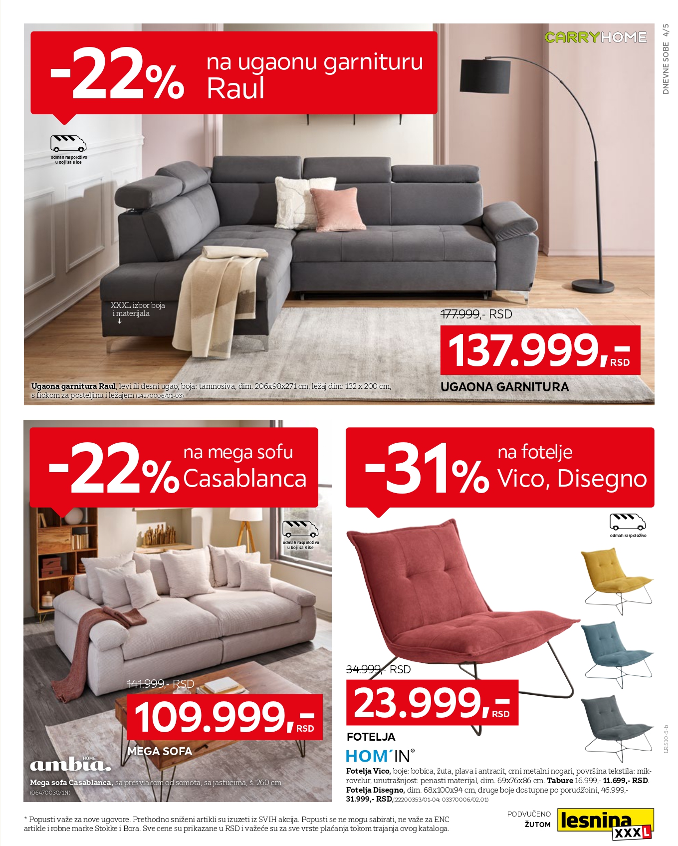 Lesnina XXXL katalog DNEVNE SOBE 13.10-2.11.2025.