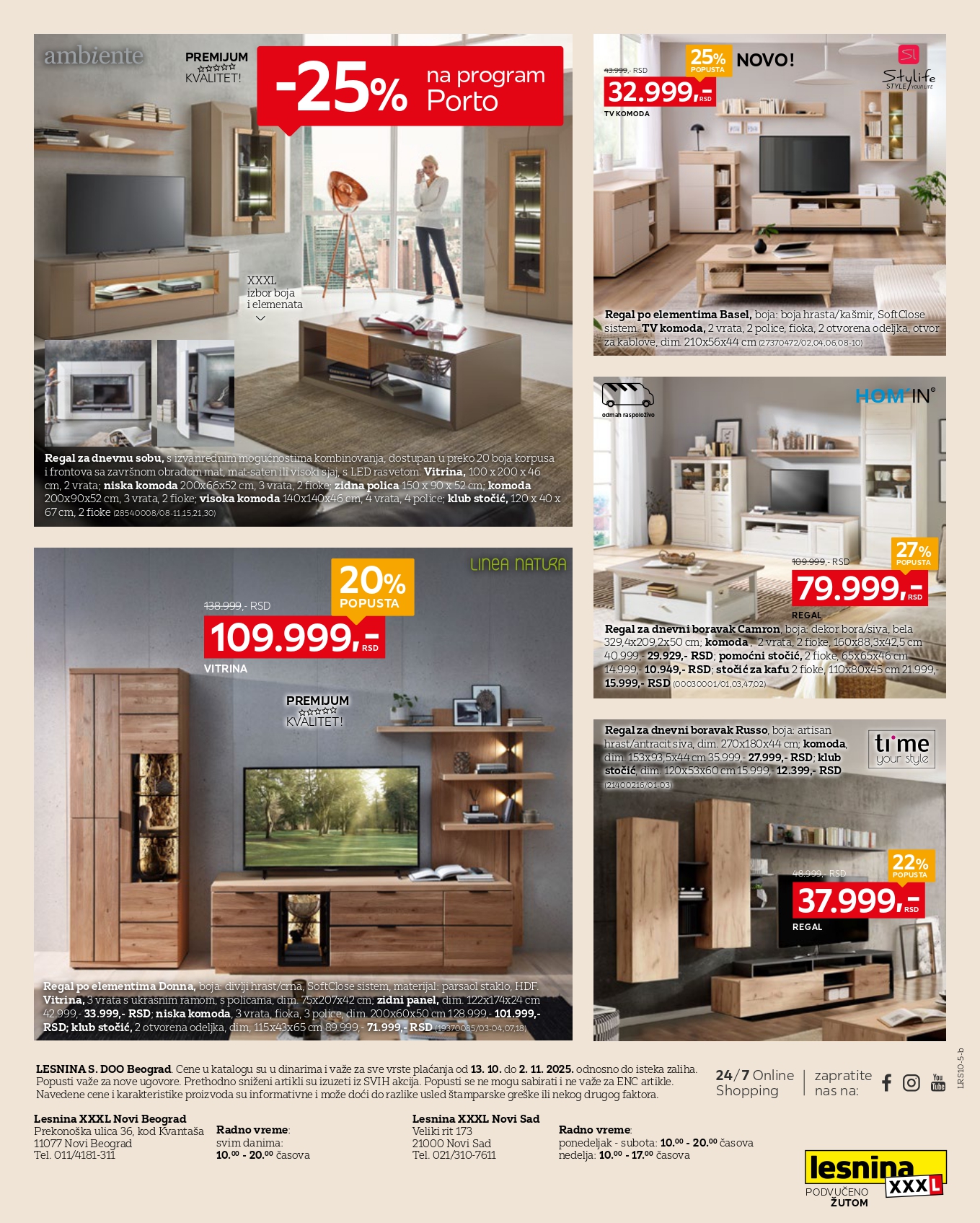 Lesnina XXXL katalog DNEVNE SOBE 13.10-2.11.2025.