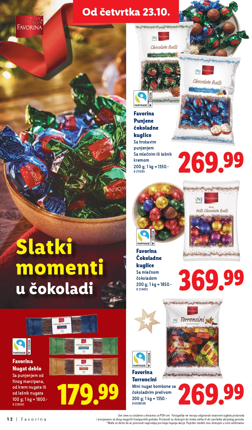 Lidl katalog – Favorina slatkiši, praznična ponuda i popusti od 23.10.2025.