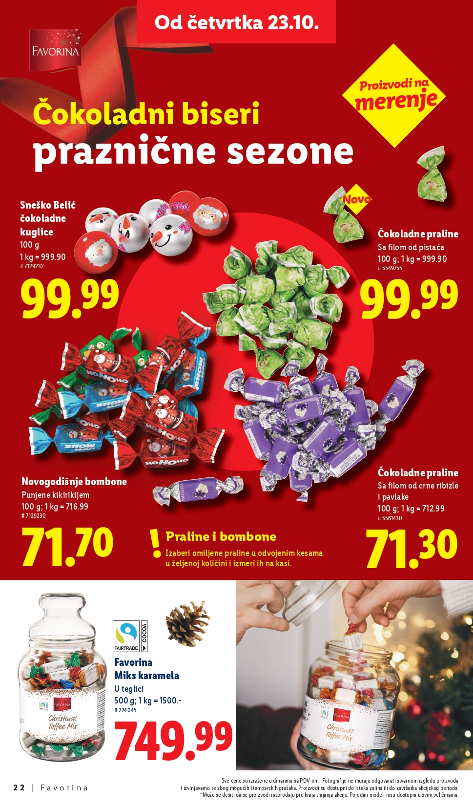 Lidl katalog – Favorina slatkiši, praznična ponuda i popusti od 23.10.2025.