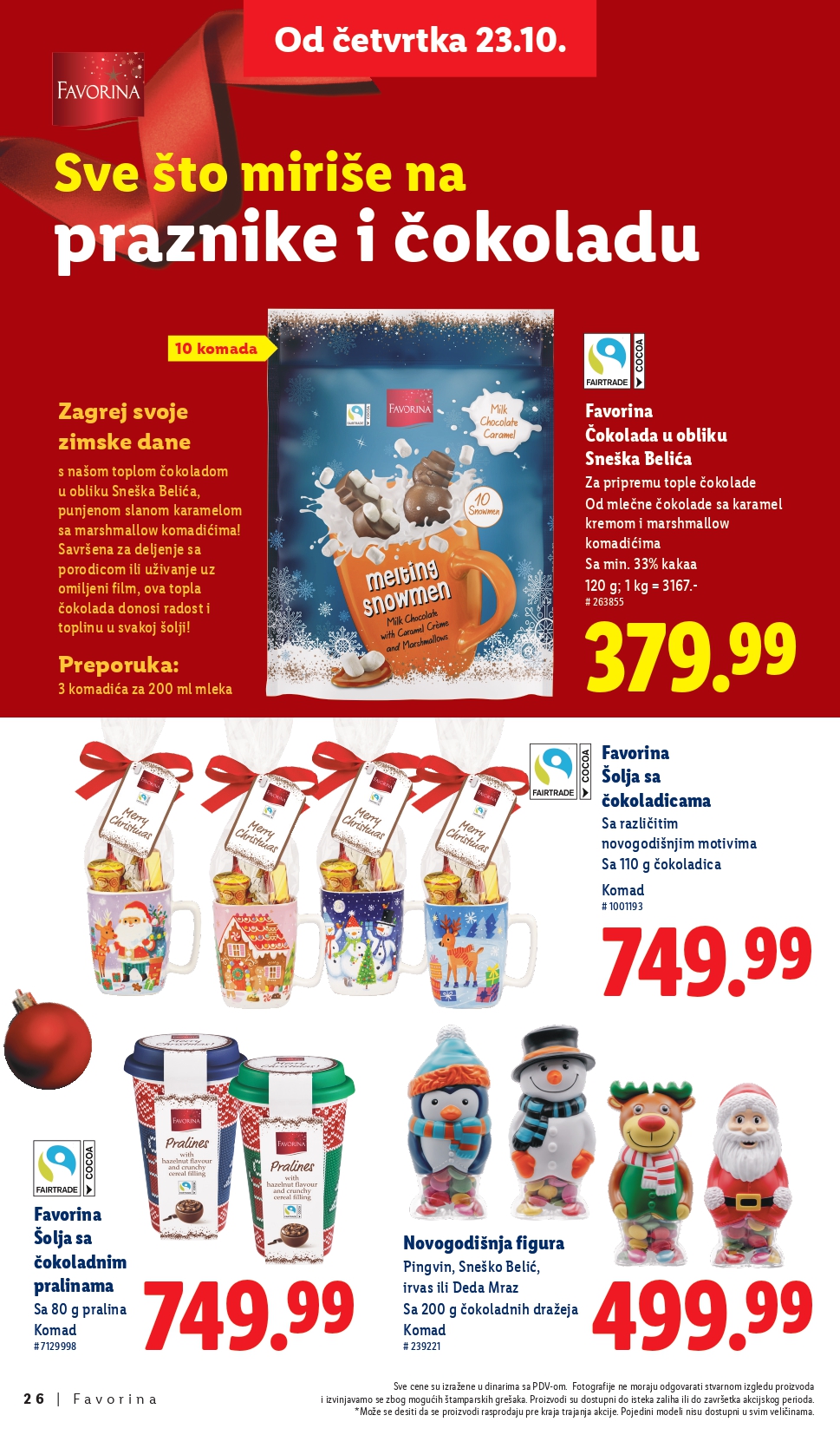 Lidl katalog – Favorina slatkiši, praznična ponuda i popusti od 23.10.2025.