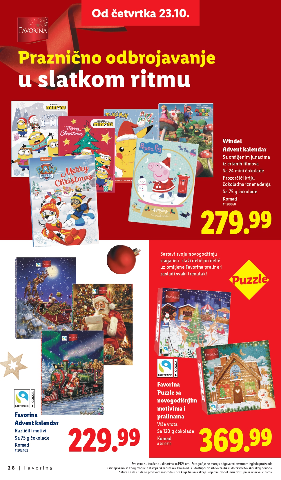 Lidl katalog – Favorina slatkiši, praznična ponuda i popusti od 23.10.2025.