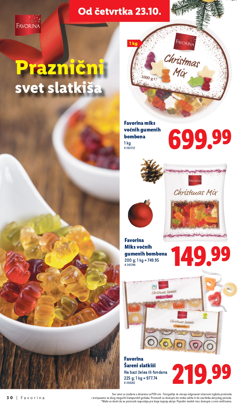 Lidl katalog – Favorina slatkiši, praznična ponuda i popusti od 23.10.2025.
