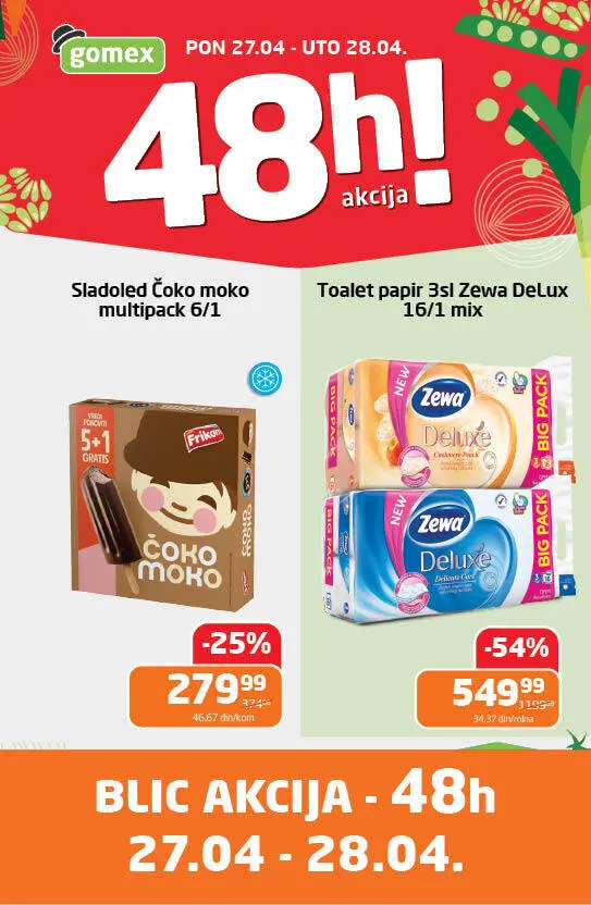 Gomex akcija PONEDELJAK I UTORAK 27-28.4.2026.