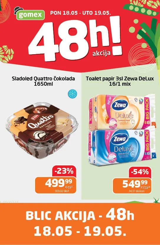 Gomex akcija PONEDELJAK I UTORAK 18-19.5.2026.
