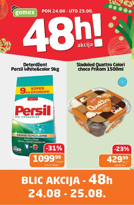 Gomex akcija PONEDELJAK I UTORAK 24-25.8.2026. - str. 1