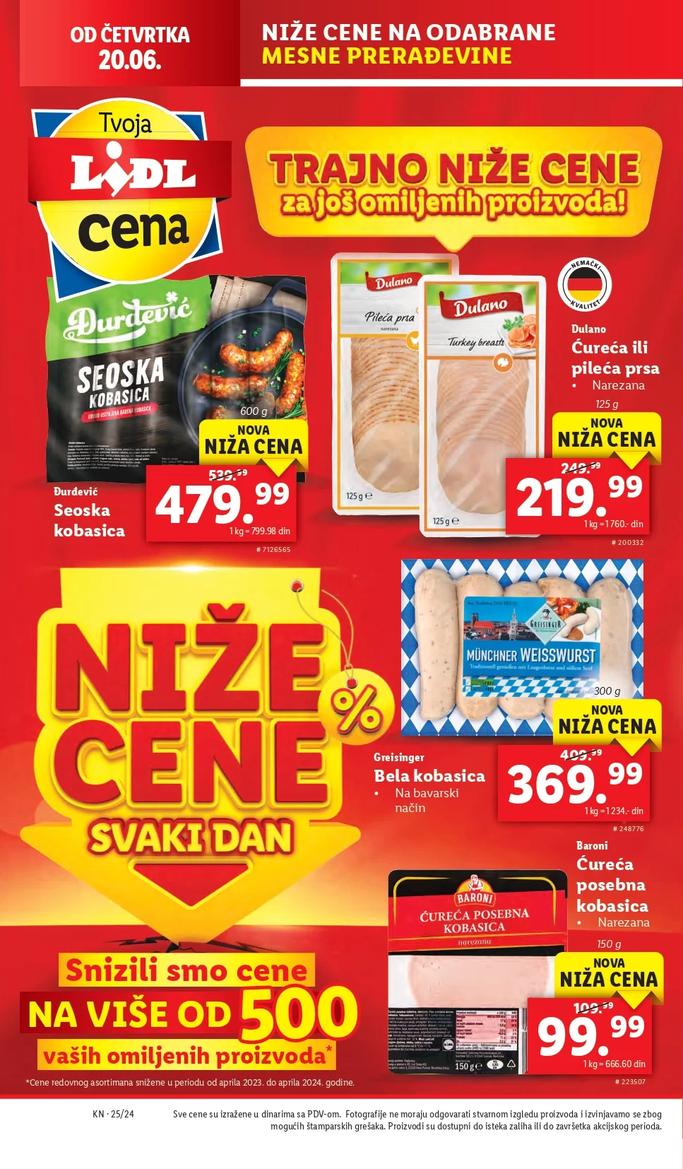 Lidl LETAK prehrana 20-23.6.2024.