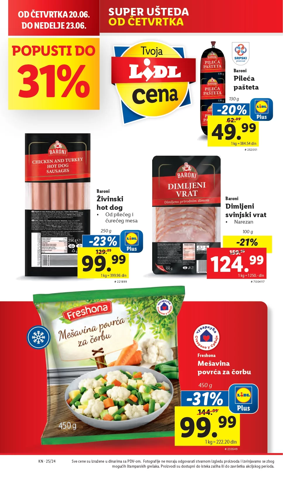 Lidl LETAK prehrana 20-23.6.2024.