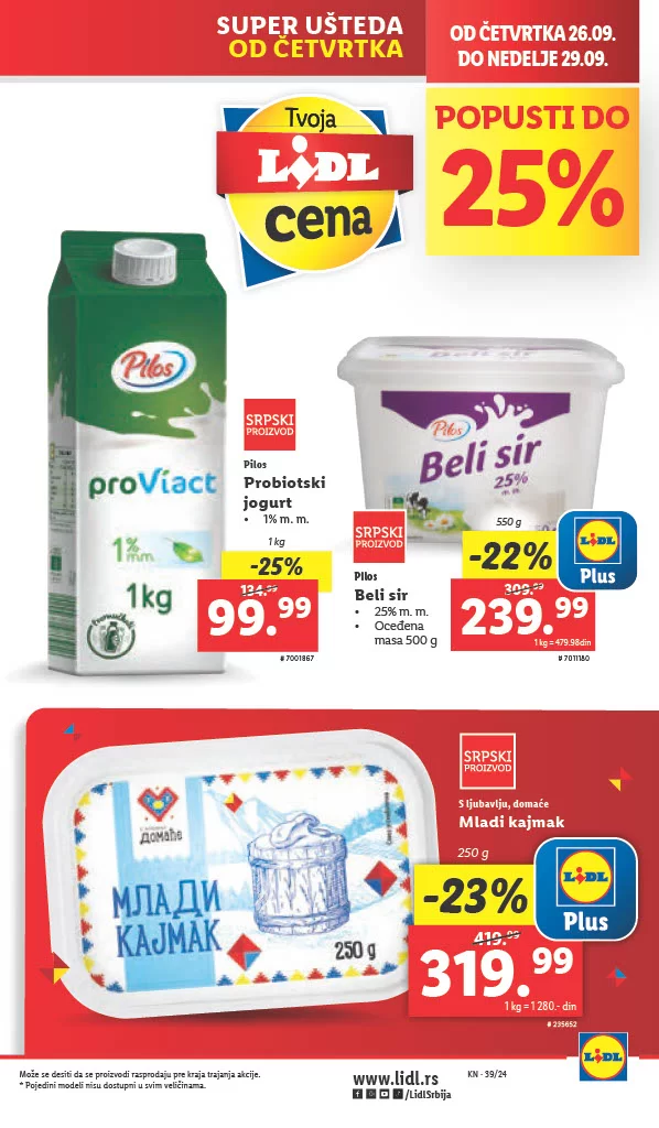 Lidl katalog PREHRANA 26-29.9.2024.