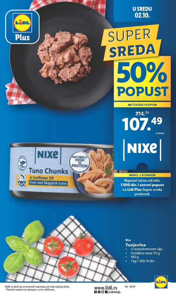 Lidl katalog PREHRANA 26-29.9.2024.