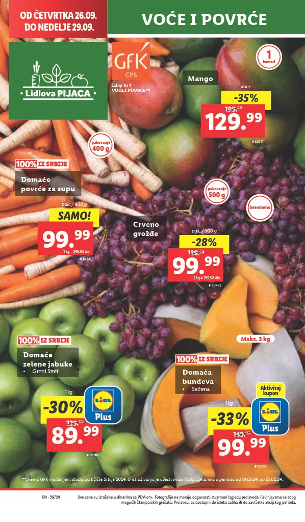 Lidl katalog PREHRANA 26-29.9.2024.