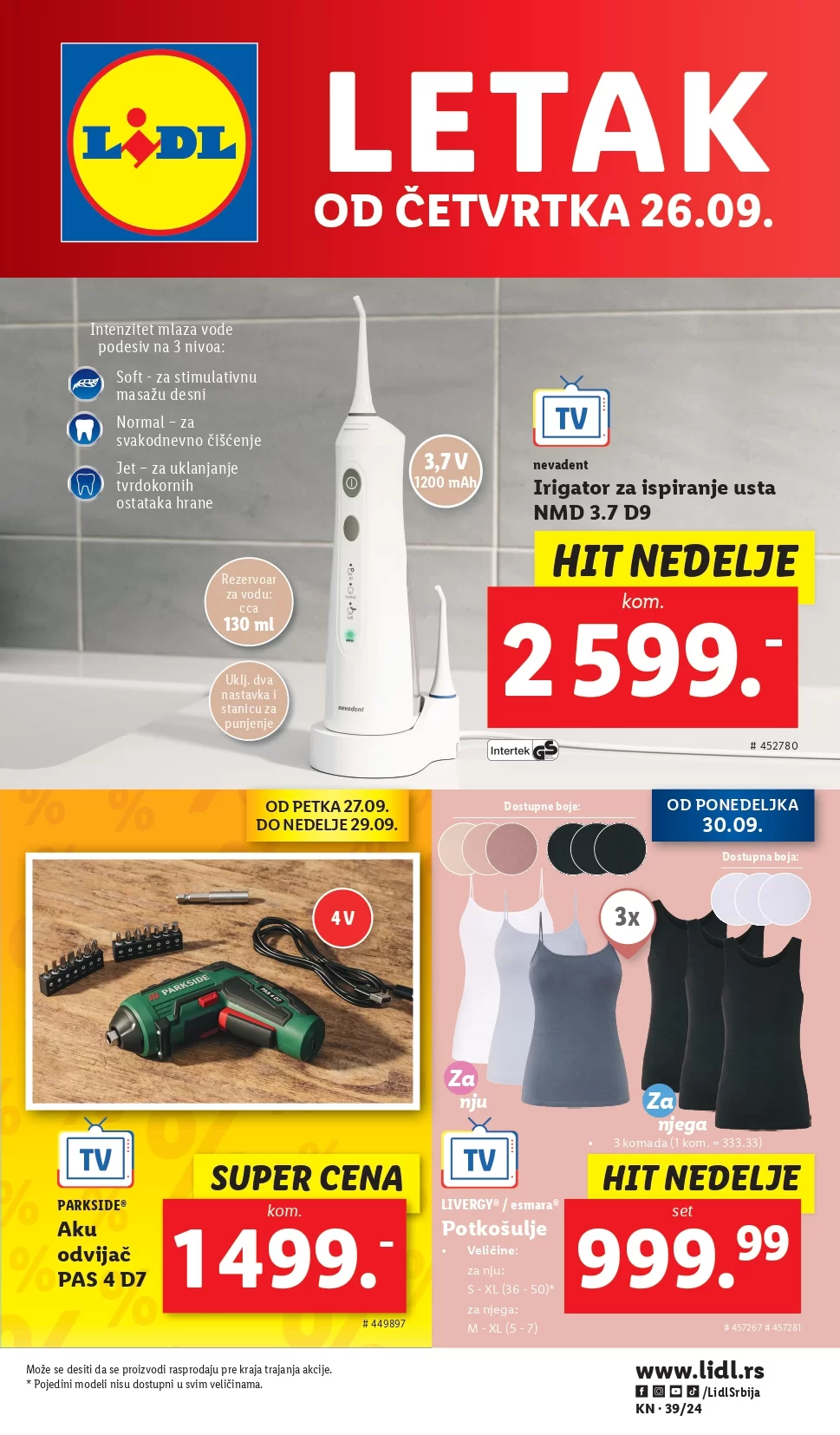 Lidl katalog NEPREHRANA 26-29.9.2024. 