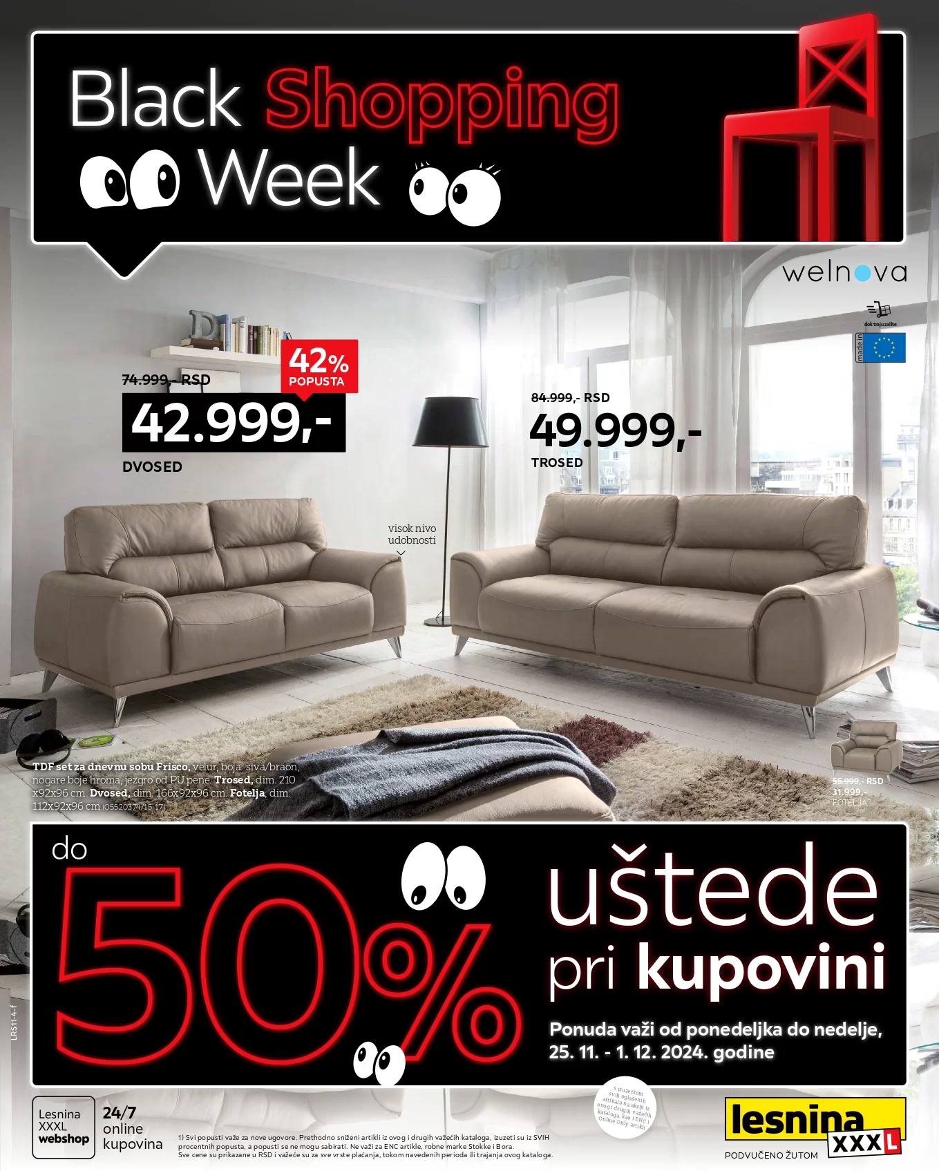 Lesnina XXXL BLACK FRIDAY 25.11-1.12.2024.