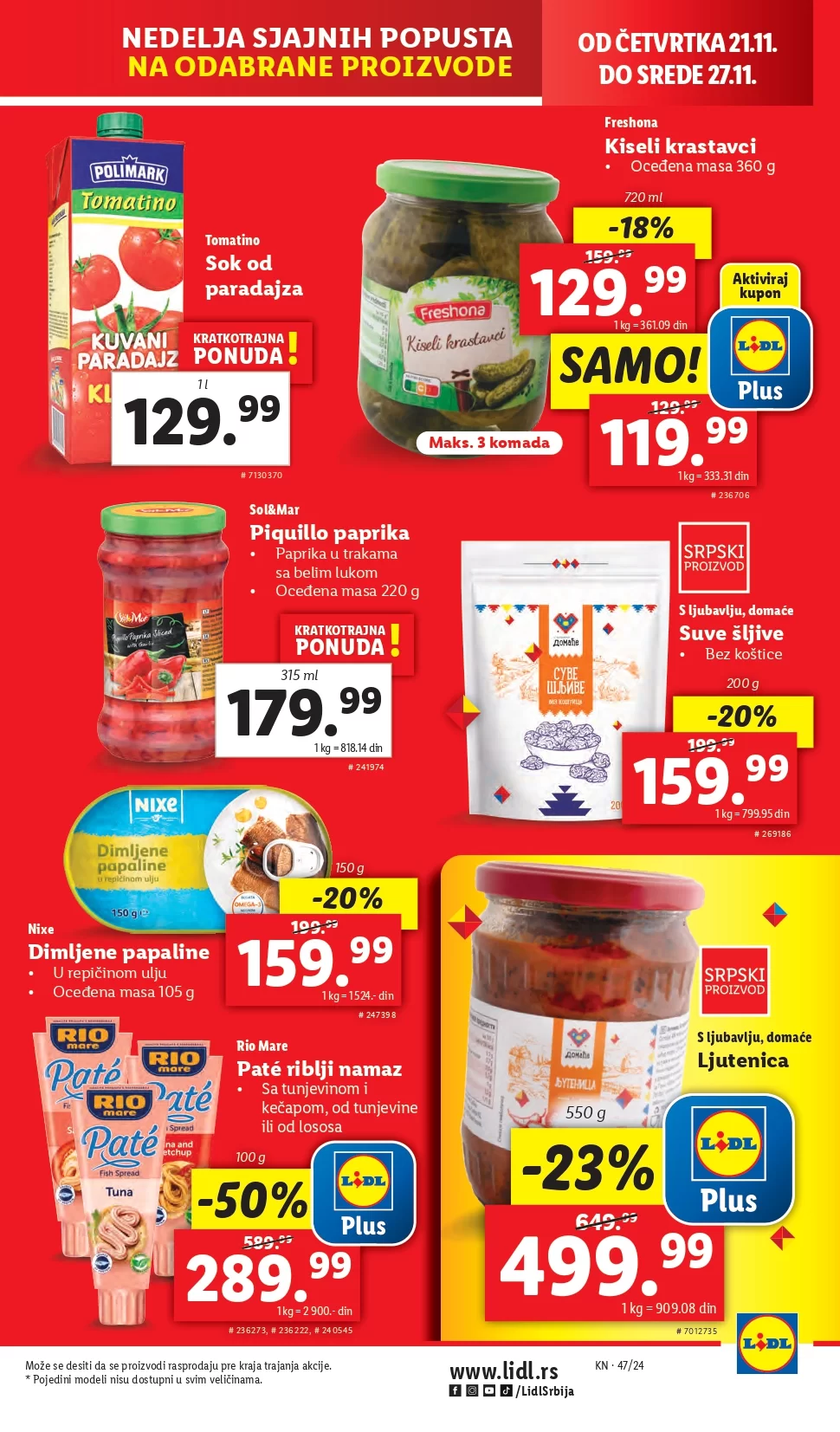 Lidl katalog PREHRANA 21-27.11.2024.