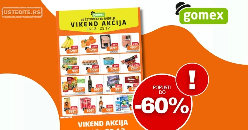 Gomex VIKEND AKCIJA 26-29.12.2024.