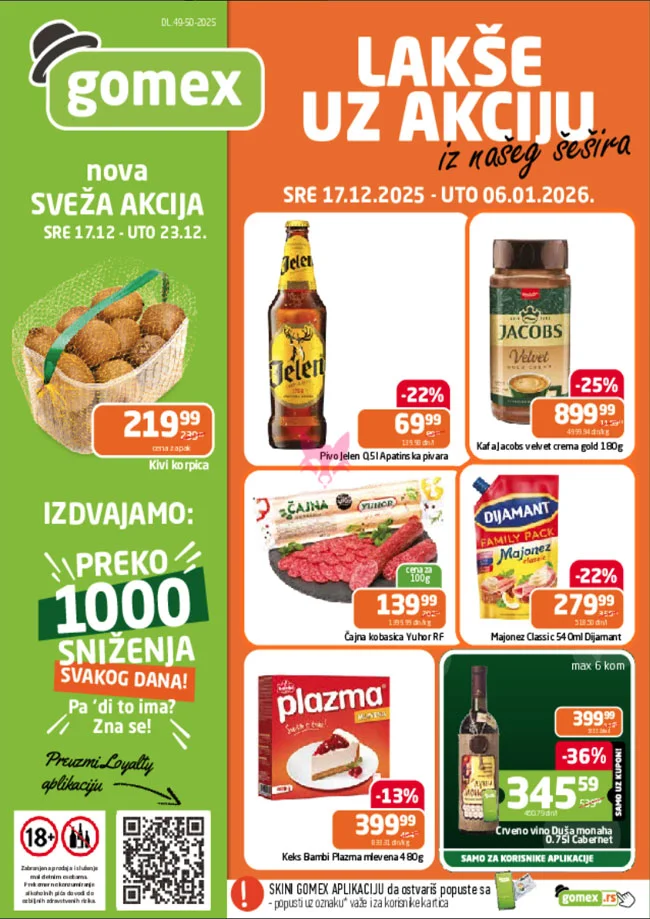Gomex katalog AKCIJE IZ ŠEŠIRA 17.12.2025-6.1.2026.