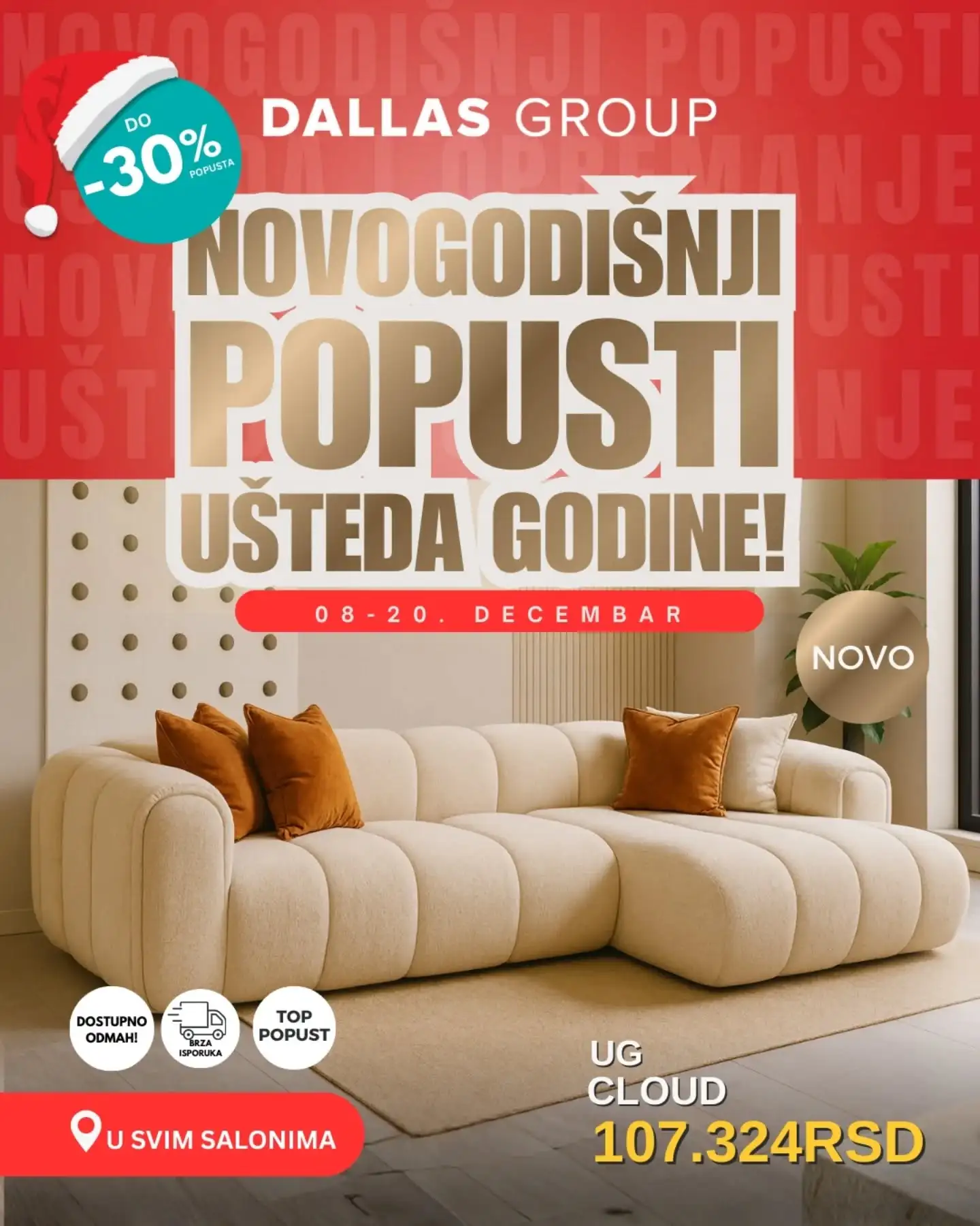 Dallas nameštaj katalog - Novogodišnji popusti 8-20.12.2025.