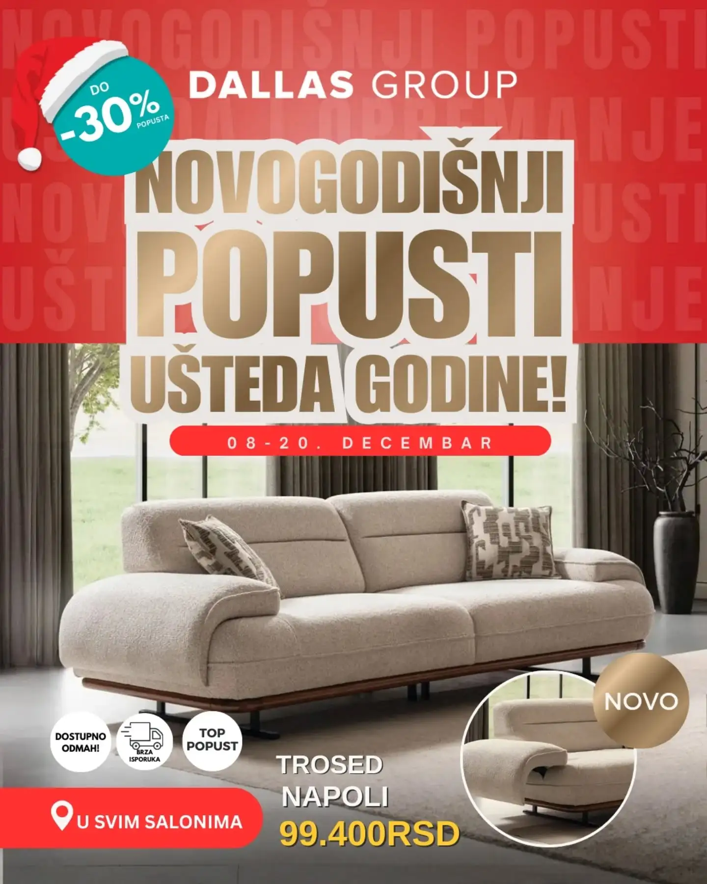 Dallas nameštaj katalog - Novogodišnji popusti 8-20.12.2025.
