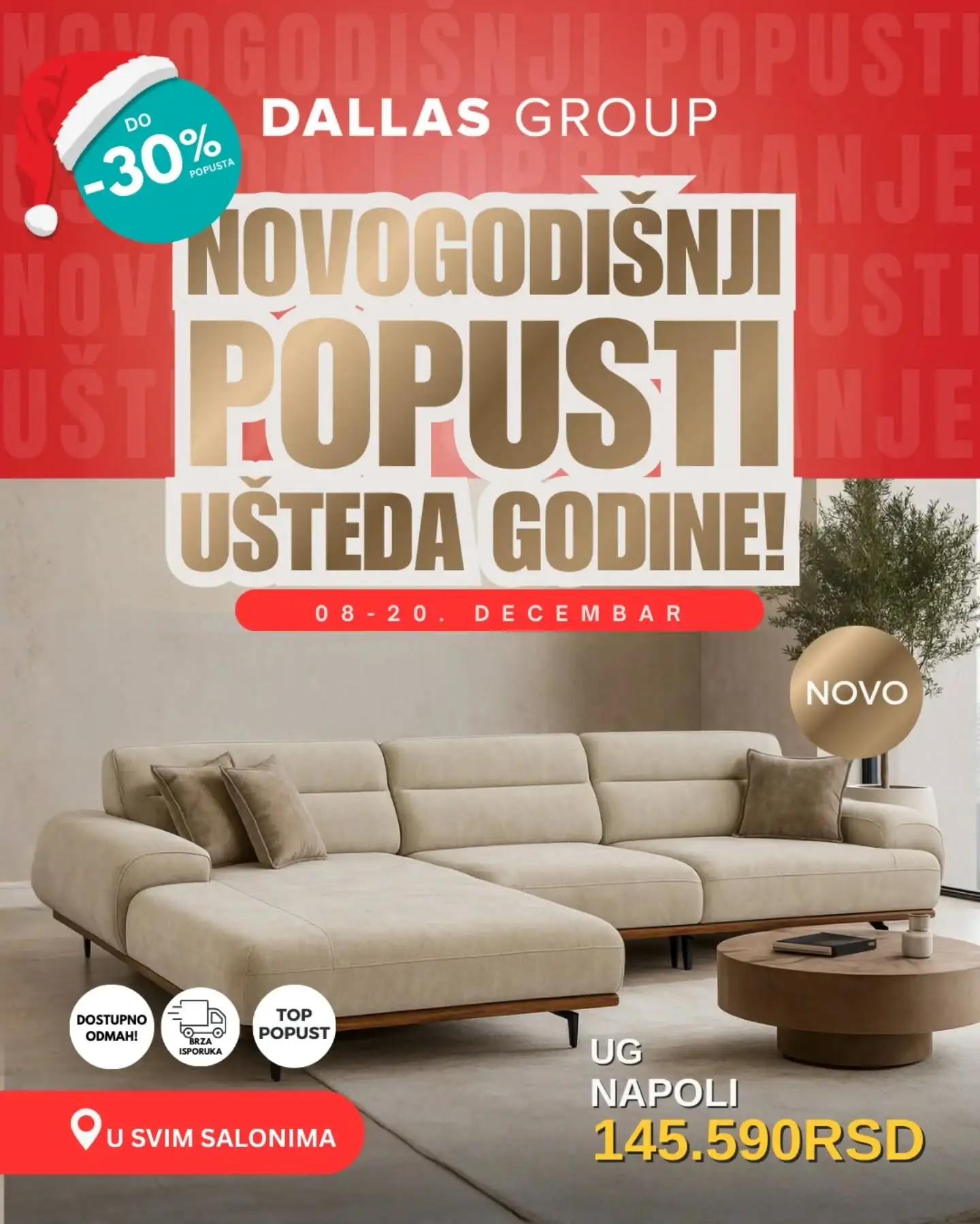 Dallas nameštaj katalog - Novogodišnji popusti 8-20.12.2025.