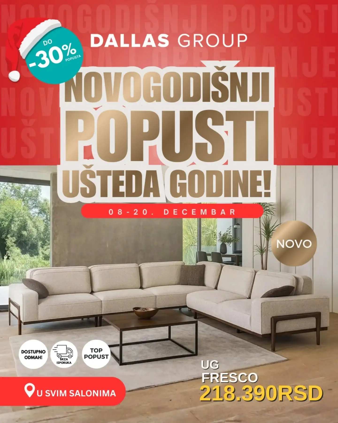 Dallas nameštaj katalog - Novogodišnji popusti 8-20.12.2025.