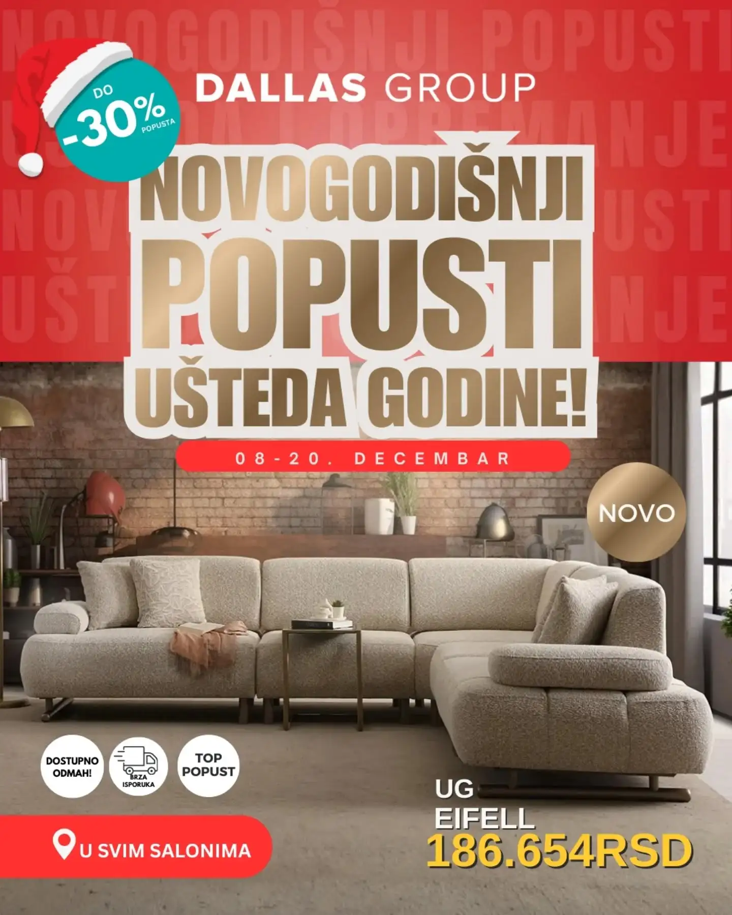 Dallas nameštaj katalog - Novogodišnji popusti 8-20.12.2025.