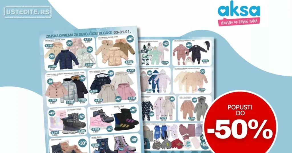 Aksa katalog ZIMSKA OPREMA ZA DEVOJČICE I DEČAKE 3-31.1.2026.