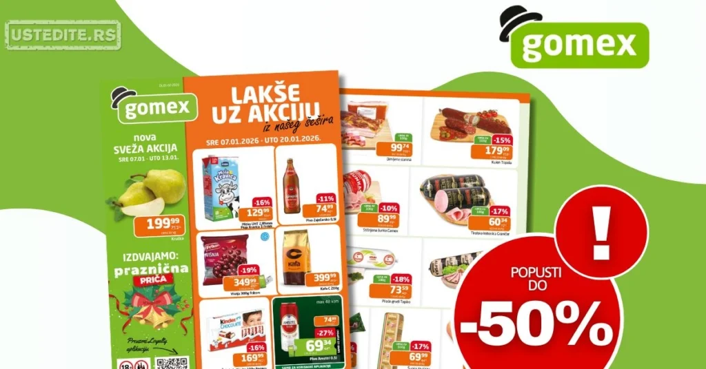 Gomex katalog AKCIJE IZ ŠEŠIRA 7-20.1.2026.