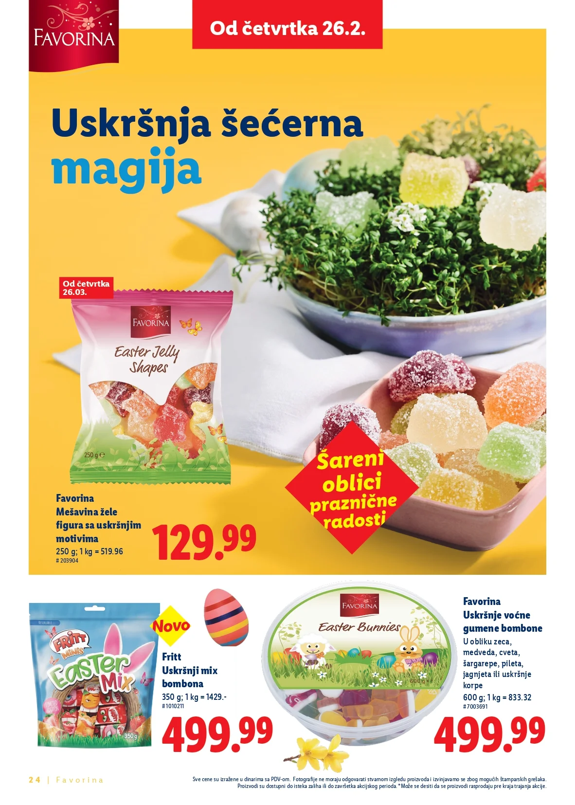 Lidl katalog Favorina Uskrs - slatkiši i uskršnje poslastice od 26.2.2026. do isteka zaliha