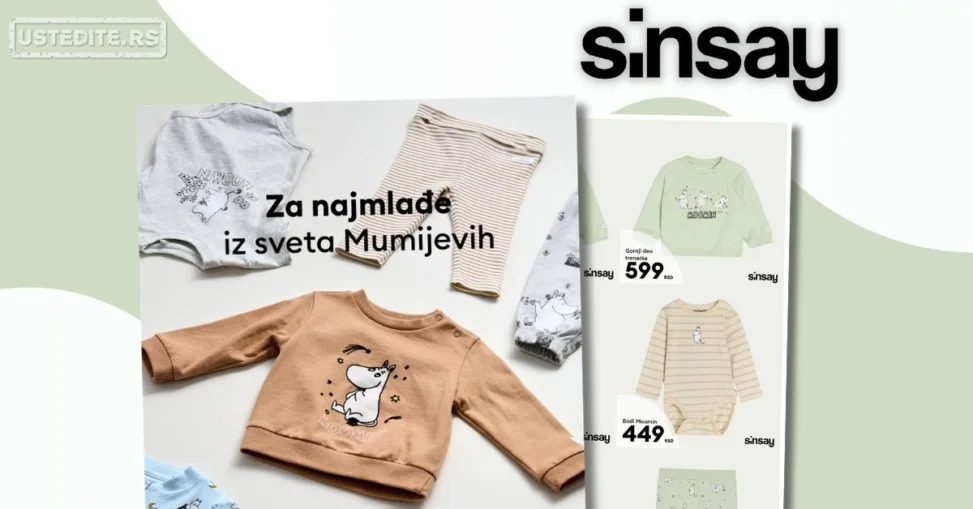 Sinsay akcija - Moomin kolekcija za bebe i decu mart 2026.