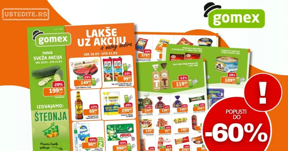 Gomex katalog AKCIJE IZ ŠEŠIRA 18-31.3.2026.