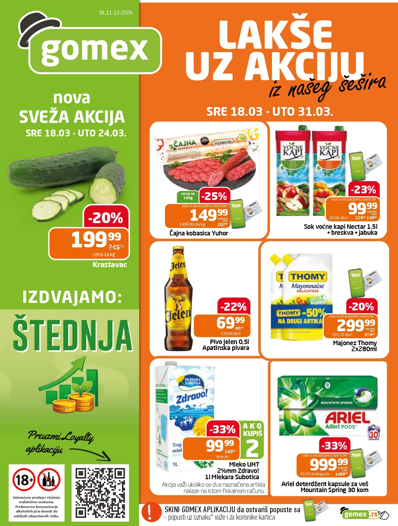 Gomex katalog AKCIJE IZ ŠEŠIRA 18-31.3.2026.