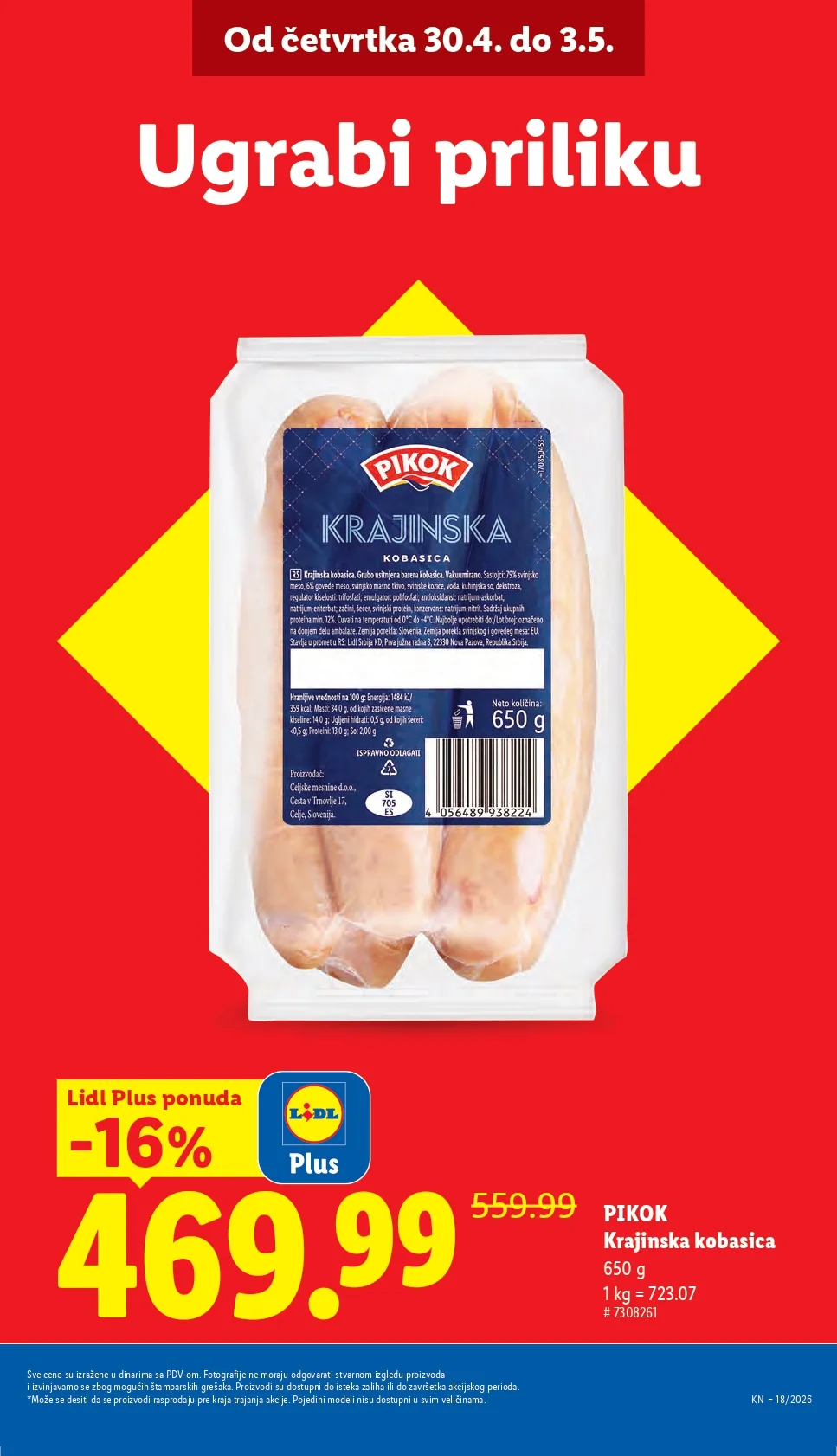 Lidl katalog PREHRANA/NEPREHRANA 30.4-6.5.2026.