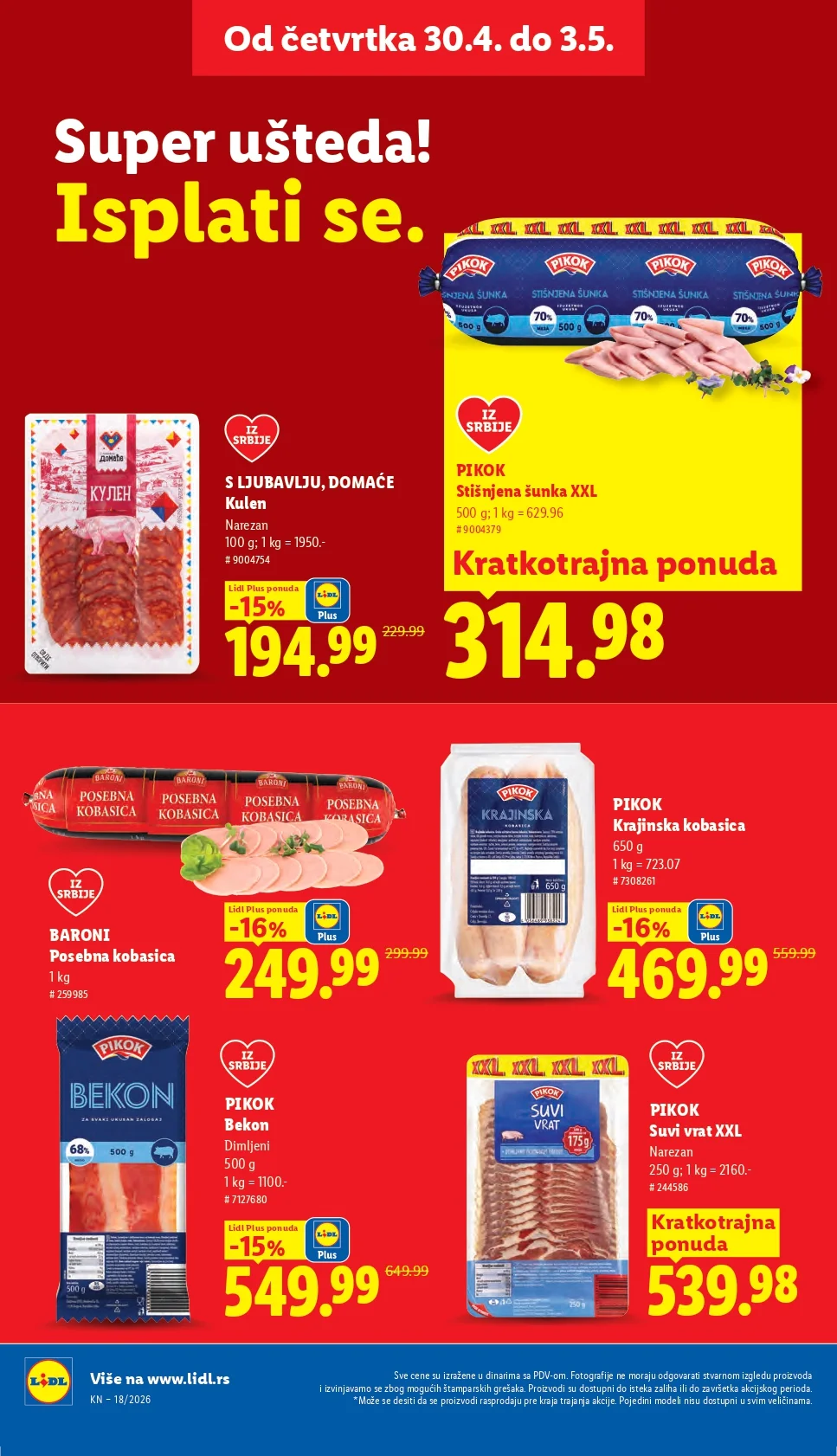 Lidl katalog PREHRANA/NEPREHRANA 30.4-6.5.2026.
