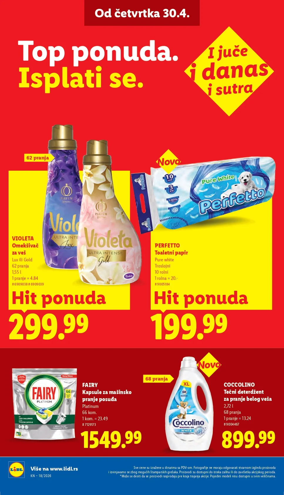 Lidl katalog PREHRANA/NEPREHRANA 30.4-6.5.2026.