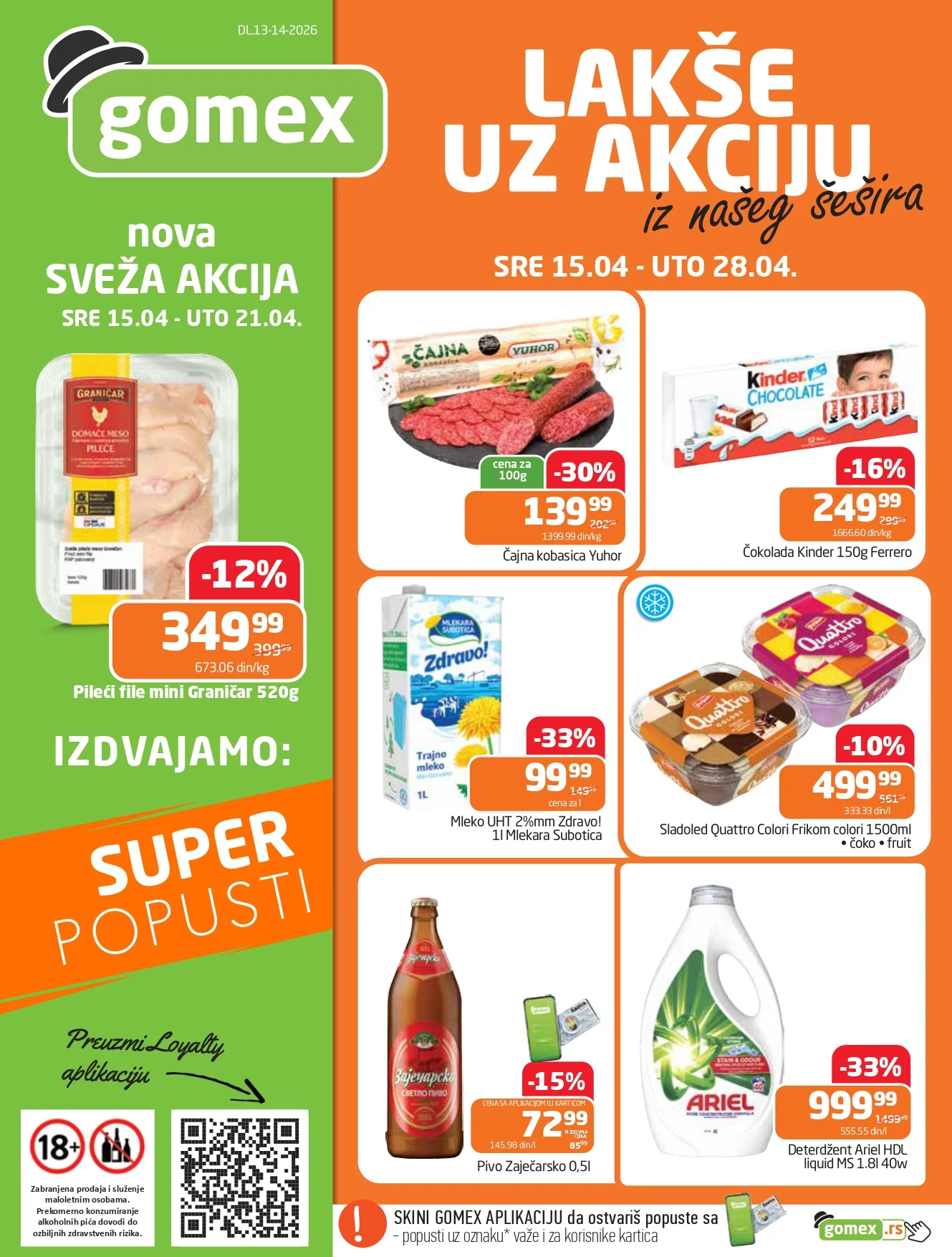 Gomex katalog AKCIJE IZ ŠEŠIRA 15-28.4.2026.